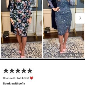 NWT WHBM REVERSIBLE mesh long sleeved l knee length dress M